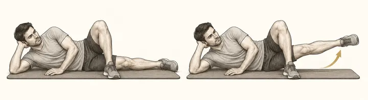Рисунок: приведение ноги лёжа